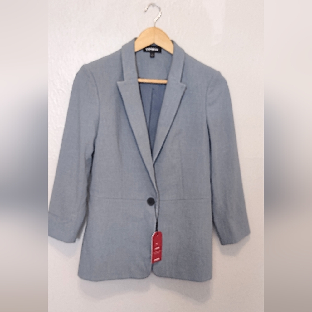 Express Slate Blue Stretch + One Button Bracelet … - image 2